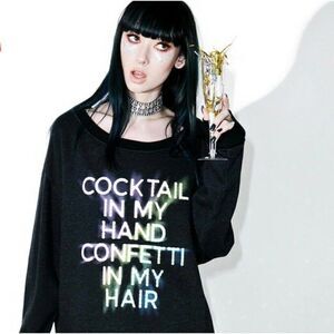 NEW Wildfox Sz S Jumper Sweatshirt Sweater Baggy Beach Confetti & Cocktails BBJ